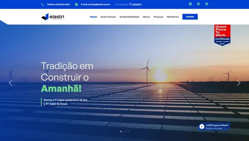 Elastri Engenharia — exemplo de site desenvolvido